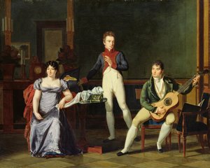 En musiker og hans familie, muligens Fernando Sor (1778-1839) av French School