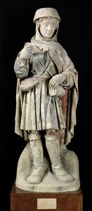 En bonde, ca. 1500 (polykrom stein) av French School