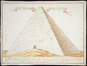 A Perspective View of a Pyramid in Egypt, ca. 1700 (penn og blekk med wc på papir) av French School