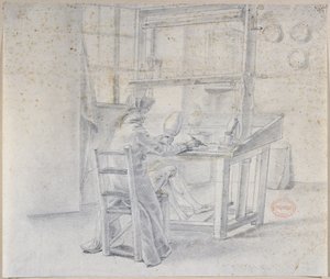 En porselensmaler ved Sevres-fabrikken, ca. 1780 av French School