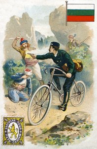 En postmann i Bulgaria som kjemper mot ranere, sent på 1800-tallet av French School