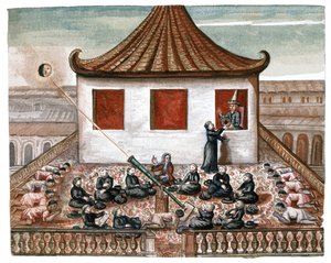 En solformørkelse i Siam, ca. 1700 (akvarell) av French School