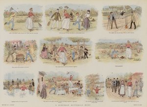 En forstads sommerfugljakt (chromolitho) av French School