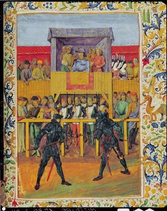 En turnering i hånd-til-hånd-kamp, fra Le Jouvencel av Jean de Bueil av French School