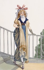 En gåkjole i landlig stil, illustrasjon fra Journal des Dames et des Modes, 1797 av French School