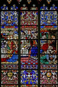 En detalj fra vindu w30, vinduet panegyrisk til St Romain av French School