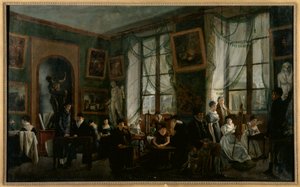En kvinnelig tegneklasse, ca. 1810, ca. 1810 (olje på lerret) av French School