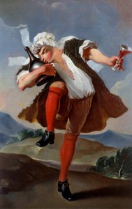 En god flaske vin kjøpmann skilt. Anonymt maleri omkring 1760. Søn. 0,98x0,66 m Paris, Musee Carnavalet - A La Bonne Bottle. Skiltetavle til en vinhandler. Anonymt maleri ca 1760. 0,98 x 0,66 m. Carnavalet-museet, Paris av French School