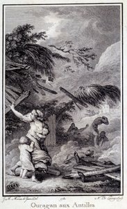 En orkan i Vestindia. Gravering av 1780 Chartres, Museum of Fine Arts av French School