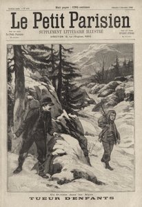 En morder av barn i Alpene: en italiensk mann som venter på å drepe en gutt han hadde sagt ja til å hjelpe til med å krysse det snødekte passet til Col de l'Argentiere for å komme hjem fra Frankrike (gravering) av French School