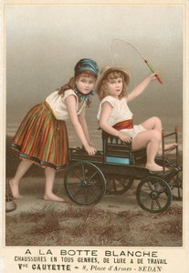 A la Botte Blanche Fransk reklame for sko (chromolitho) av French School