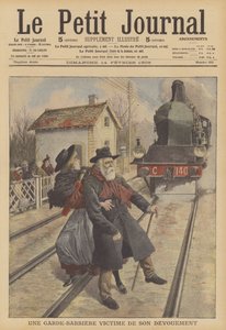 En planovergangsvakt drept under tjeneste (farge litho) av French School