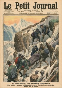 En bevegelig nedstigning ned Mont Blanc, illustrasjon fra 
