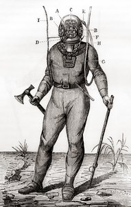 En standard dykkerdrakt patentert av Joseph-Martin Cabirol i 1855, fra 