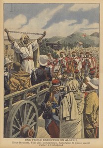 En trippel henrettelse i Algerie (farge litho) av French School