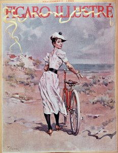 En kvinne som sykler. Omslag "" Figaro illustrert"" av French School