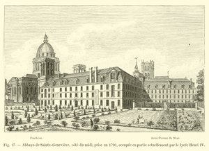 Abbey of Sainte-Genevieve, sørkysten, tatt i 1790, for tiden delvis okkupert av Lycee Henri IV av French School