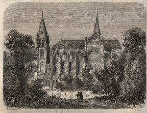 Abbey Saint-Victor (Saint Victor) of Paris, founded in the 12th century - engraving in “Histoire de France” by Victor Duruy (1811-1894) - 1882 av French School