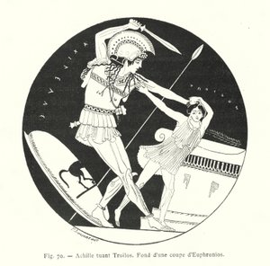 Akilles dreper Troilus (litho) av French School
