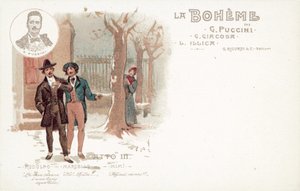 Tredje akt, La Boheme (farge litho) av French School