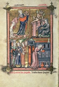 Legg til 54180 f.136b Barmhjertighet og grådighet, Lot og englene; enken og oljen hennes, fra 