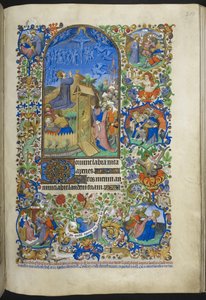 Legg til Ms 18850 f.208r, Hours of the Passion: Agony in the Garden, med flere scener i kanten, fra Book of Hours (The Bedford Hours) c.1410-30 (blekk, farge og gull på vellum) av French School