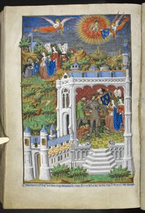 Legg til Ms 18850 f.288v, Legend of the Fleurs de Lys, fra Book of Hours (The Bedford Hours) c.1410-30 (blekk, farge og gull på vellum) av French School