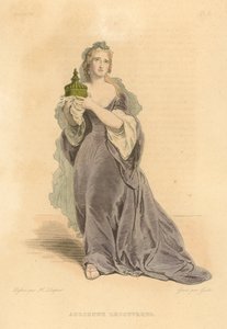 Adrienne Lecouvreur (farget gravering) av French School