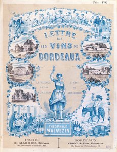 Annonse som fremmer utgivelsen av Lettre sur les Vins de Bordeaux av Theophile Malvezin, 1889 av French School