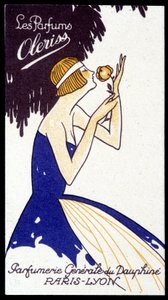 Reklamekort for Oleriss-parfymer fra Perfumerie Générale du Dauphiné. av French School