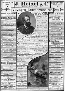 Reklame for Jules Vernes romaner som nærmer seg slutten av året 1887, redaktør J. Hetzel. av French School