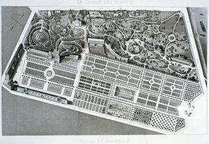 Luftfoto av planen til Jardin des Plantes i Paris, 1842 av French School