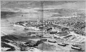 Luftutsikt over byen og havnen i Lorient, Morbihan (56) av French School
