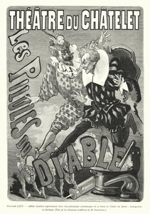 Illustrert plakat som representerer to av hovedpersonene i eventyret Les Pilules du Diable, Seringuinos og Sottinez (gravering) av French School