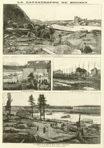 Etterdønningene av Bouzey-flomkatastrofen, Frankrike (gravering) av French School
