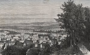 Agen - Lot-et-Garonne - engraving in “La France illustree: geographie, histoire, administration statistique” by V.A. Malt-Brown. 1884 av French School