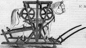 Landbruksmaskin: en opphengsanordning (eller bærbart arbeid) som brukes til å immobilisere hester eller storfe før de behandles. Maskin presentert ved landbrukskonkurransen i Paris i 1860. Gravering i “” Le Monde Illustré”” nr. 172 av 28. juli 1860. av French School