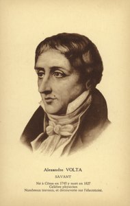 Alessandro Volta (1745–1827), italiensk fysiker (litho) av French School