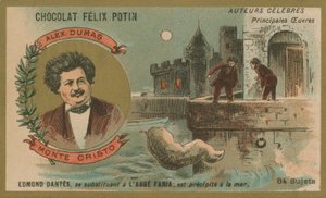 Alexander Dumas og en scene fra greven av Monte Cristo av French School