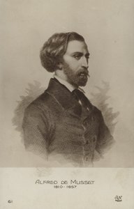Alfred de Musset , fransk dramatiker, romanforfatter og poet (lito) av French School