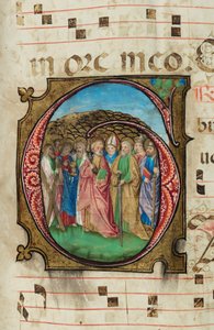 All Saints, Gradual, f.85 (blekk, tempera og bladgull på pergament) av French School