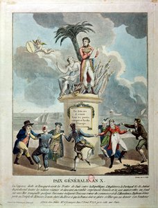 Allegory of the Peace of Amiens, 1802 (fargegravering) av French School