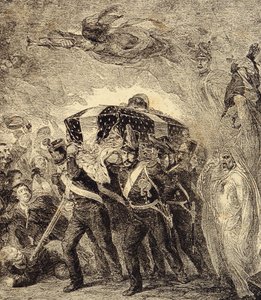 Allegori om returen av den franske keiseren Napoleon Bonapartes aske i 1840. 1800-tallet (gravering fra "Klører, skikker, bruk, kostymer, oppfinnelser av French School