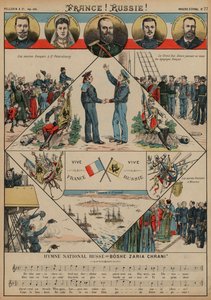 Allianse mellom Frankrike og Russland (farget gravering) av French School