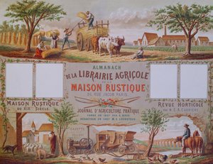 Almanakk for jordbruksbokhandelen La Maison Rustique, ca. 1860 (fargegravering) av French School
