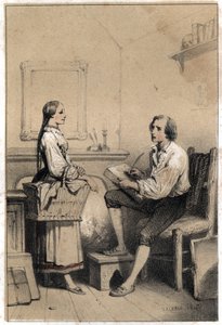 Alois Senefelder (or Aloysius or Aloys) or Johann Nepomuk Franz Aloys (1771-1834), a Czech poet and engraver, remains without a sheet of paper in a moment of anger and despair that led him to throw everything into the flames, wrote the note of the laundry  av French School