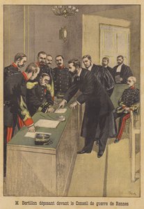 Alphonse Bertillon vitner for den andre krigsretten til Alfred Dreyfus i Rennes