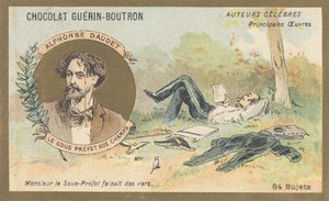 Alphonse Daudet (1840-1897), fransk forfatter og dramatiker, forfatter av "Le sous-prefet aux champs", prosaballade (1866) av French School