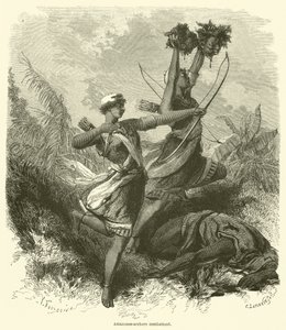 Amazons-bueskyttere slåss (gravering) av French School