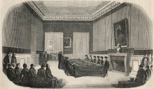 En eksamen i styrerommet ved School of Law i Paris - Gravering i "" Tableau-de-Paris"" av Edmond Texier 1852 av French School